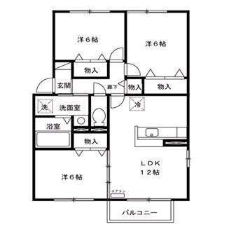 ルピナ山王A(3LDK/2階)の間取り写真