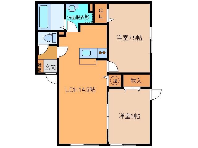 グランドールR IV(2LDK/2階)の間取り写真