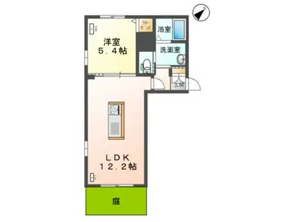 プロムノワール湯田温泉駅前 シャンパーニュC(1LDK/1階)の間取り写真