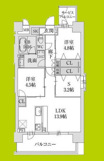 スプランディッド難波VII(3LDK/7階)の間取り写真