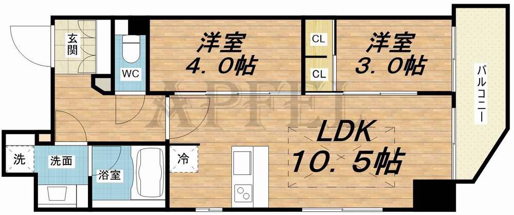 アーバネックス西本町(2LDK/7階)の間取り写真