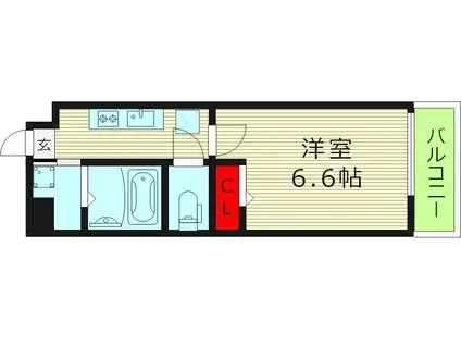 ワールドアイ大阪城イーストII(1K/6階)の間取り写真