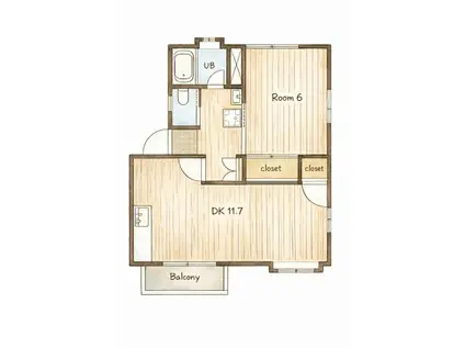 ハイツいわさきA(1LDK/2階)の間取り写真