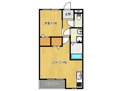 ステラート(1LDK/1階)の間取り写真