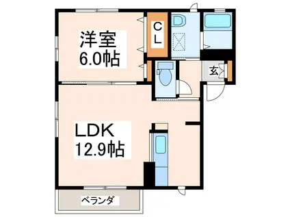 ラフォーレ栄 B棟(1LDK/2階)の間取り写真