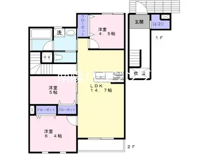 西つつじヶ丘2丁目計画(3LDK/2階)の間取り写真