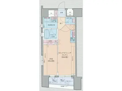 ロアール茅場町(1LDK/4階)の間取り写真