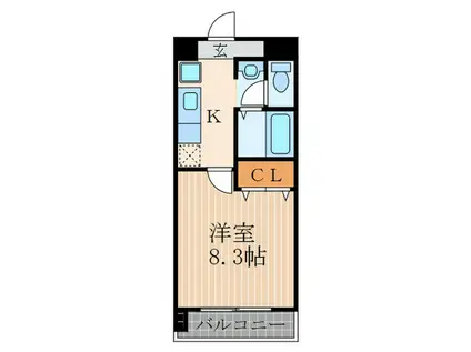 ハウスセゾン四条通(1K/4階)の間取り写真