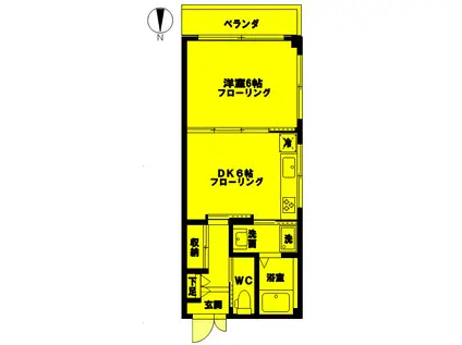 第3奥島ビル203(1DK/2階)の間取り写真