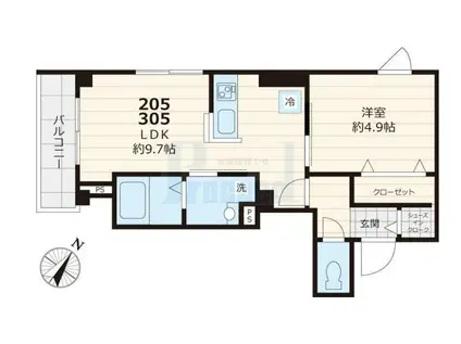 RAPPORT H&S(1LDK/3階)の間取り写真