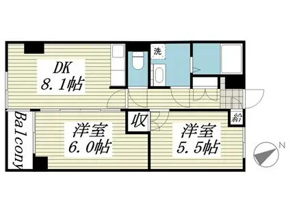 ユニバリス柏駅前(2DK/6階)の間取り写真