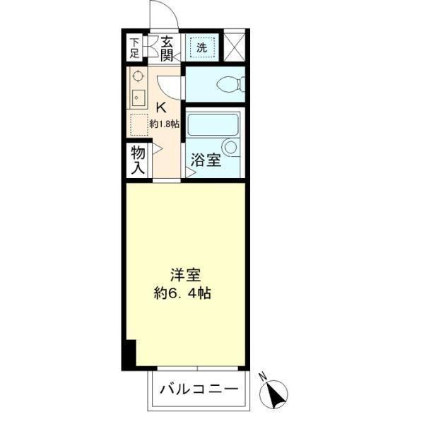 北辰ヒルズ早稲田(1K/2階)の間取り写真