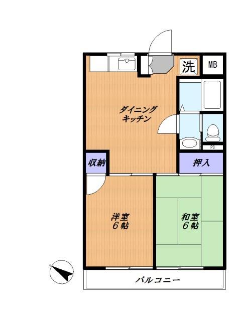 松本シスルマンション(2DK/4階)の間取り写真
