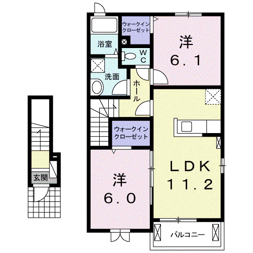 エステルーナ(2LDK/2階)の間取り写真
