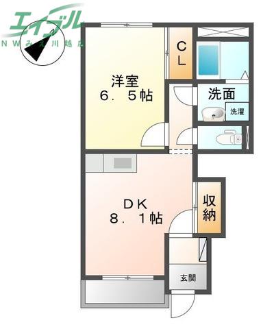 サンハイム(1DK/1階)の間取り写真