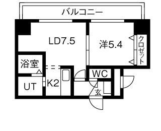 エステラ旭ヶ丘(1LDK/4階)の間取り写真