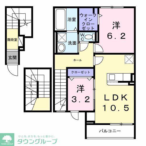 グロウヒルズ(2LDK/3階)の間取り写真