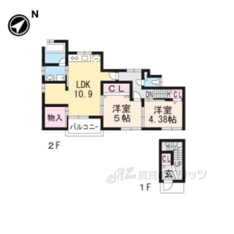 ハイライフハイツ福角(2LDK/2階)の間取り写真