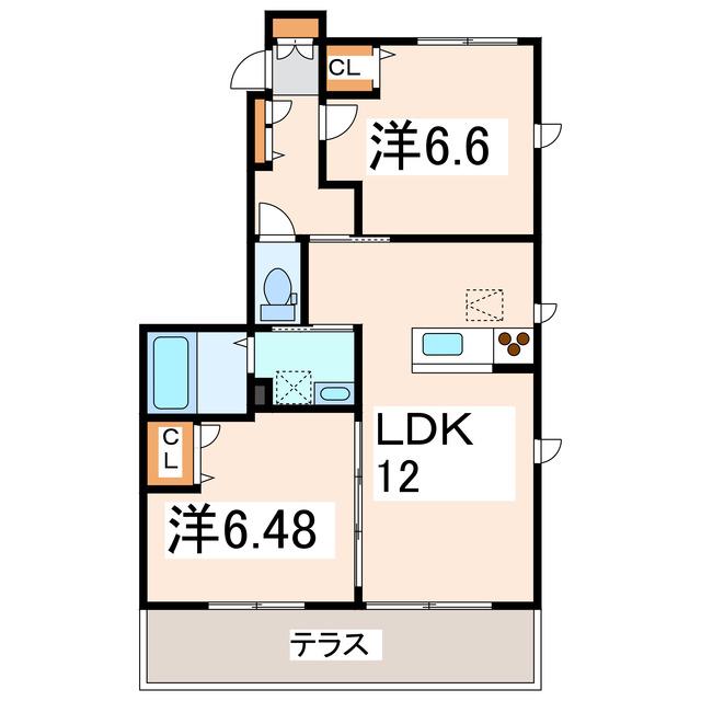 エムビレッジB(2LDK/1階)の間取り写真