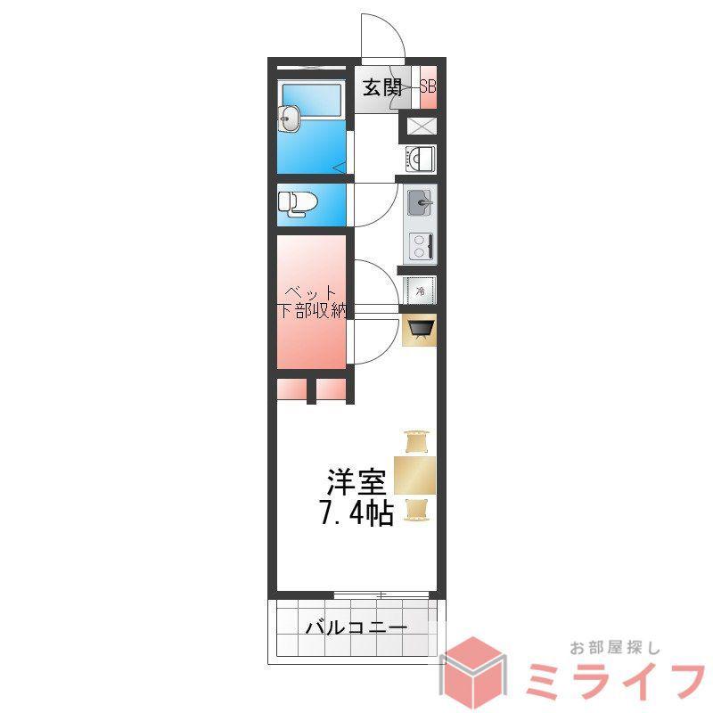 レオパレス生野III(1K/1階)の間取り写真