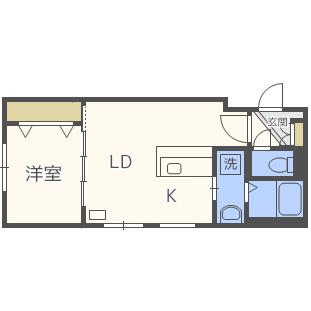 ALTA MAREA北大前(1LDK/1階)の間取り写真