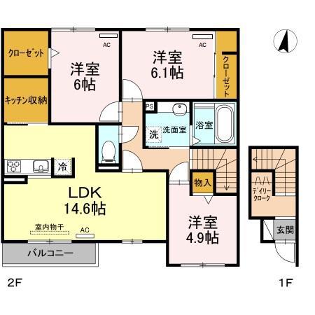 ヴェルジェ A(3LDK/2階)の間取り写真