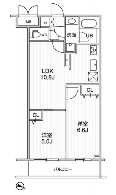LIME RESIDENCE HIKIFUNE(2LDK/4階)の間取り写真