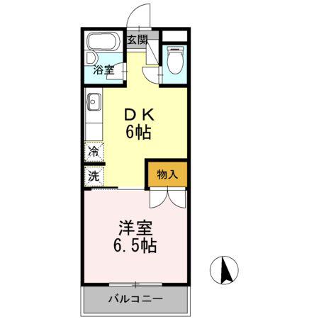 スイートピアFUJI B棟(1DK/3階)の間取り写真