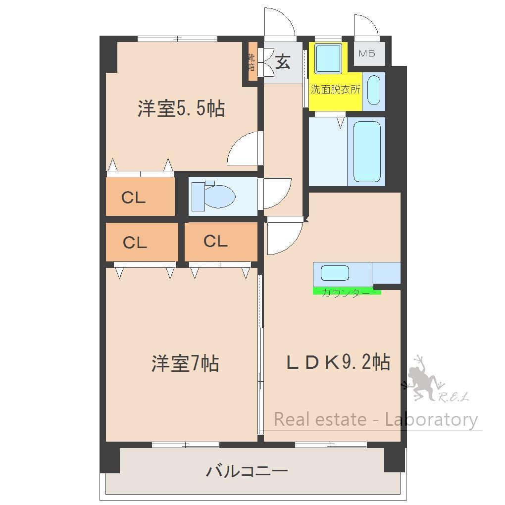 リバティーコーポII(2LDK/1階)の間取り写真