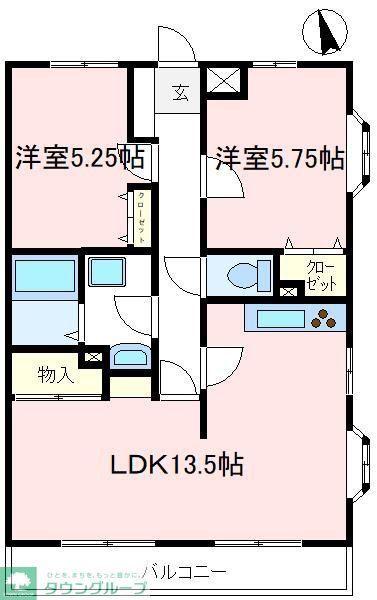 ルミエール柏原(2LDK/3階)の間取り写真