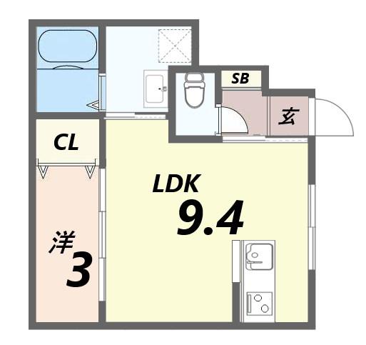 ボヌール妻鹿駅前(1LDK/1階)の間取り写真