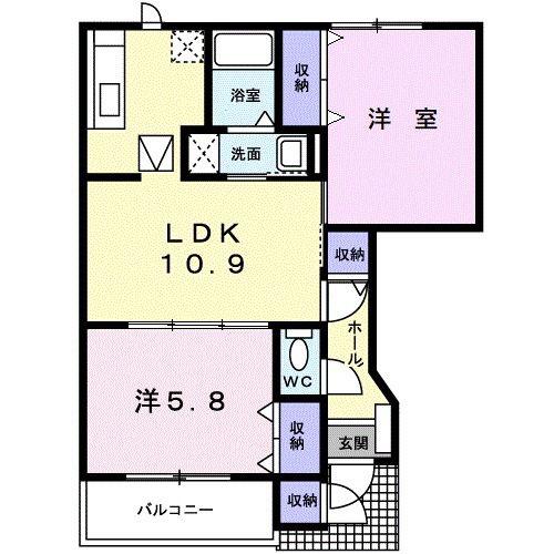レフィナ-ドD(2LDK/1階)の間取り写真