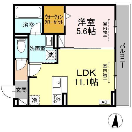 D CREST 若松町(1LDK/2階)の間取り写真