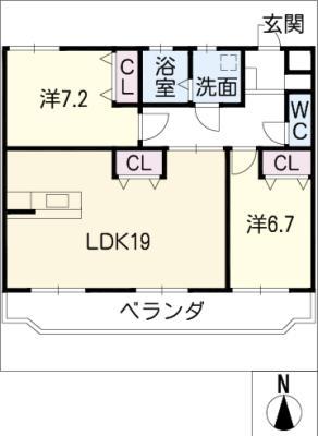 M&K池下(2LDK/3階)の間取り写真