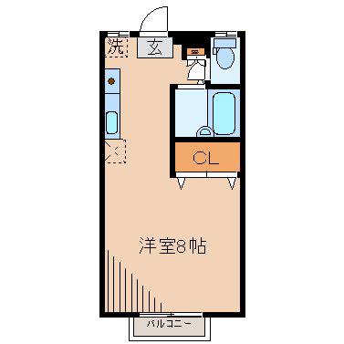 レジデンスピア1(ワンルーム/2階)の間取り写真