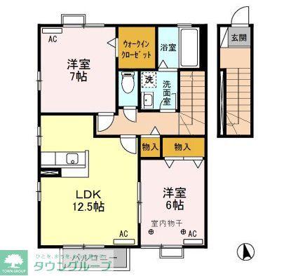 グリーンハウス A/B/C(2LDK/2階)の間取り写真