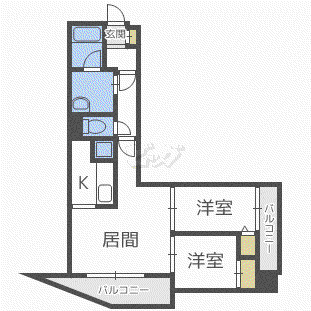 クレア北24条(2LDK/4階)の間取り写真