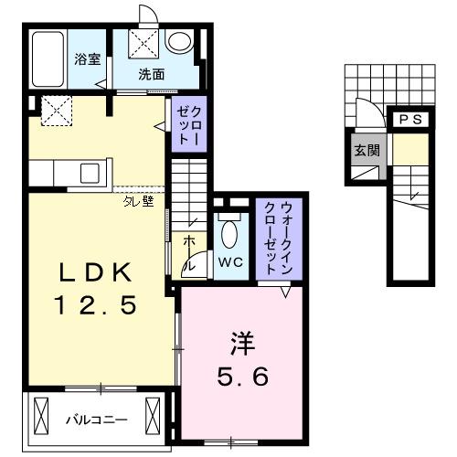 イノセントコートIII(1LDK/2階)の間取り写真
