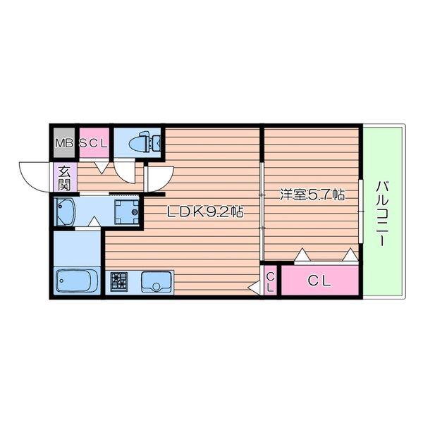 MAISON.CHOUCHOU(1LDK/1階)の間取り写真