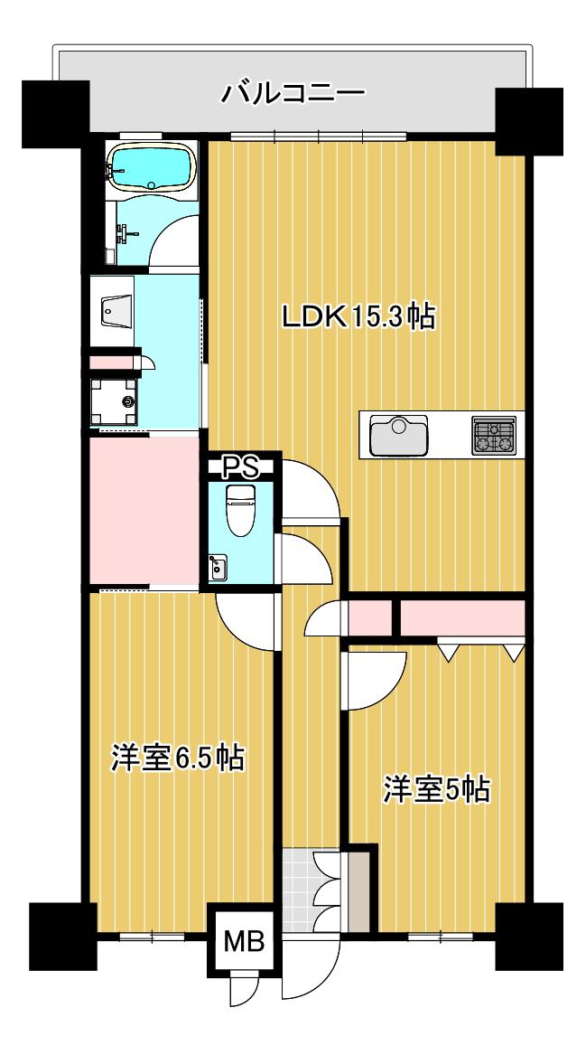 モンドミオ沖縄リゾートライカムヒルズ(2LDK/8階)の間取り写真