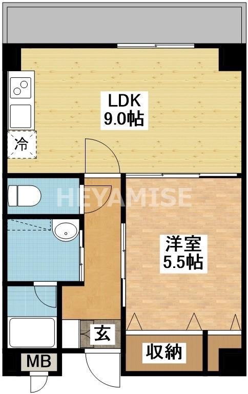 デ・クメール蛍茶屋東(1LDK/5階)の間取り写真