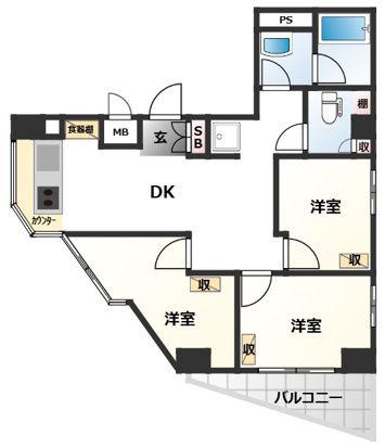 グランフォークスI鷹翔(3DK/5階)の間取り写真
