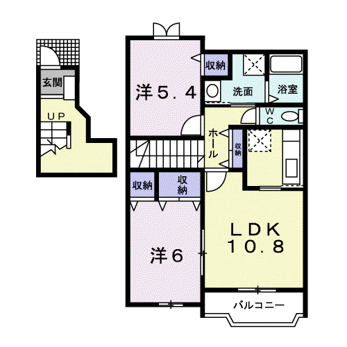 ベルフラワー(2LDK/2階)の間取り写真
