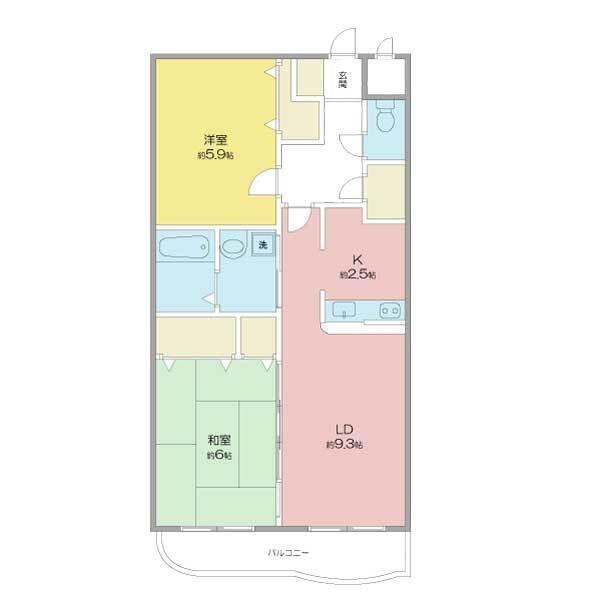 プレム寺山(2LDK/2階)の間取り写真