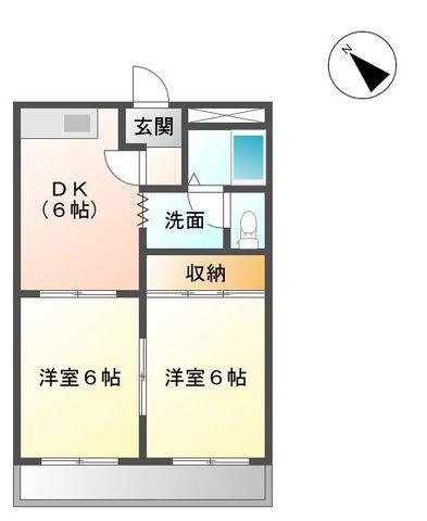 メゾンルミエール(2DK/2階)の間取り写真