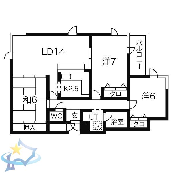 ルピナス宮の森(3LDK/2階)の間取り写真