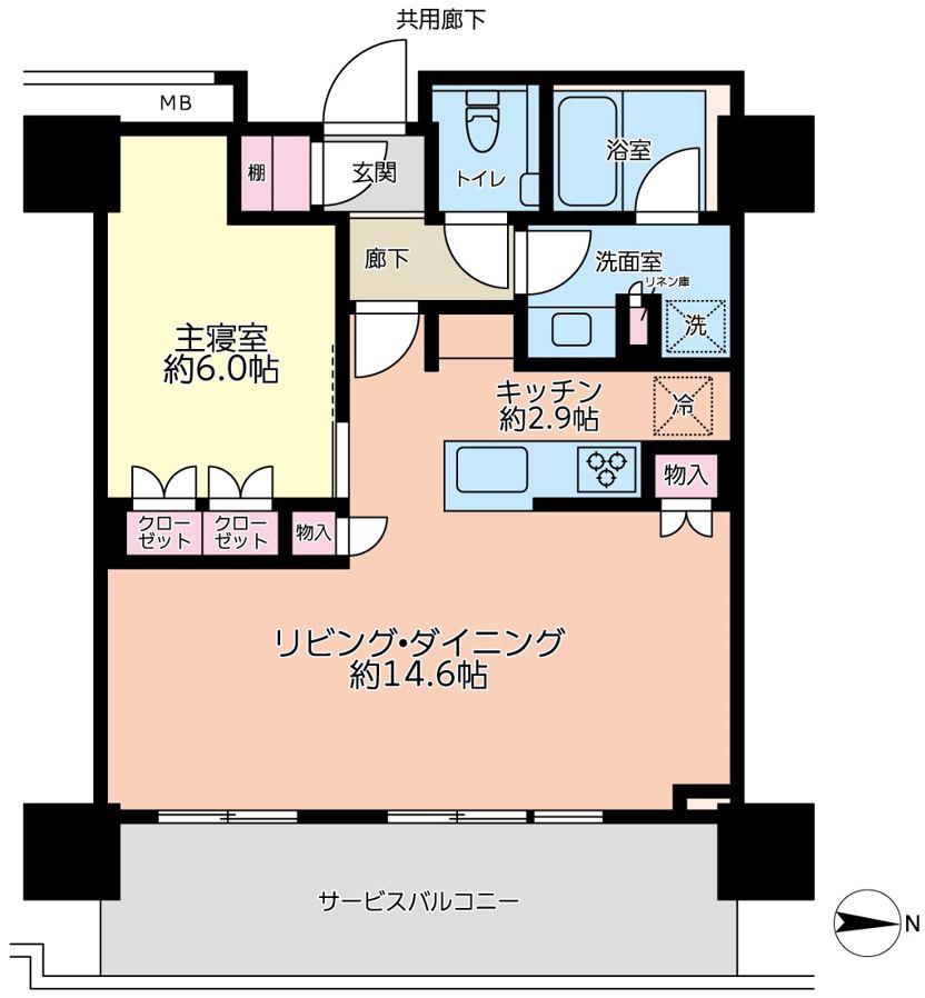 THE YOKOHAMA FRONT TOWER(1LDK/13階)の間取り写真
