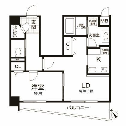 サンタグリュス武蔵小山(1LDK/4階)の間取り写真