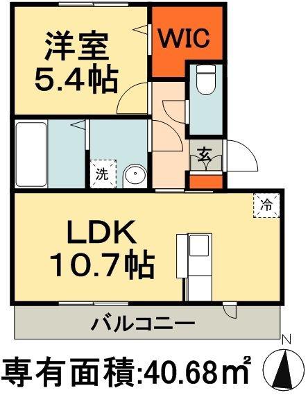 PARK HILLS MIYAKO A(1LDK/2階)の間取り写真