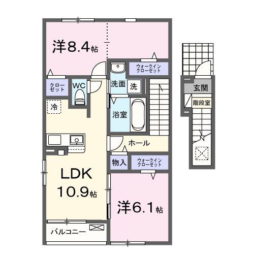 ロータス水巻3(2LDK/2階)の間取り写真
